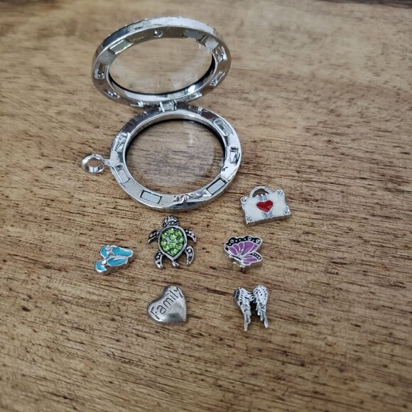 NEW Silver Floating Charm Locket CZ Halo Interchangeable Family & Summer Friends - Picture 8 of 13